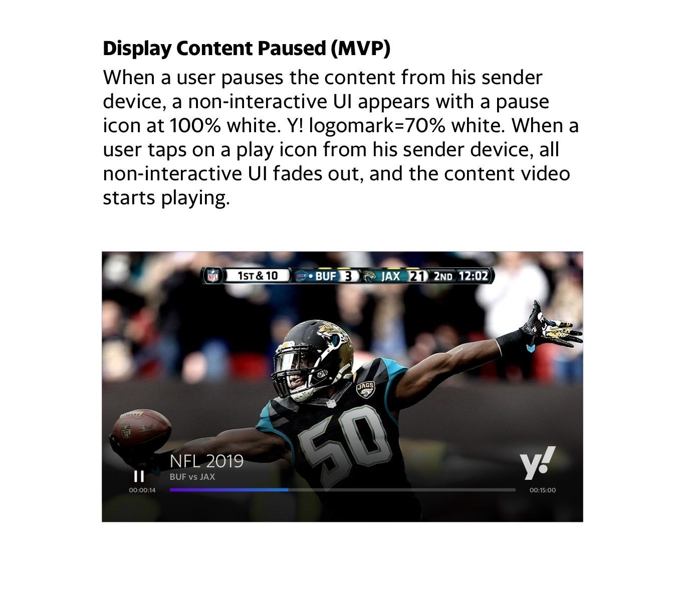 Paused state with pause icon and Yahoo logomark.