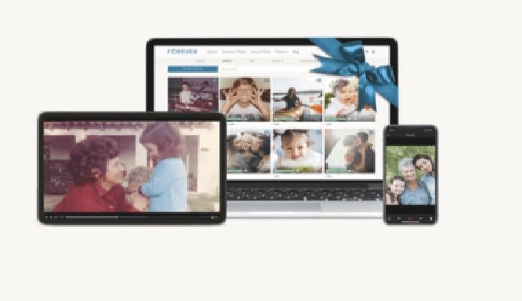 FOREVER library shown on a laptop, tablet and phone.
